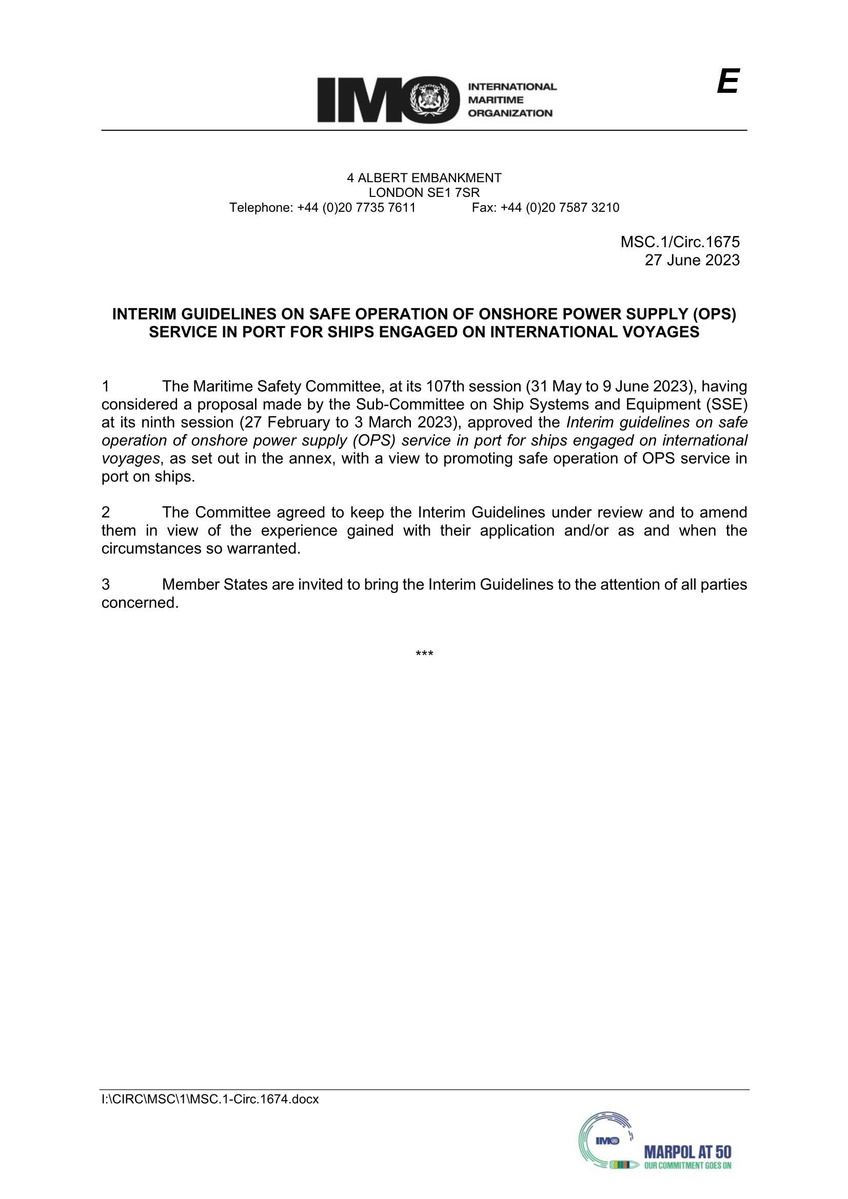 MSC.1-Circ.1675 - Interim Guidelines On Safe Operation Of Onshore Power Supply (Ops)Service In Port For Ship... _1.Jpeg