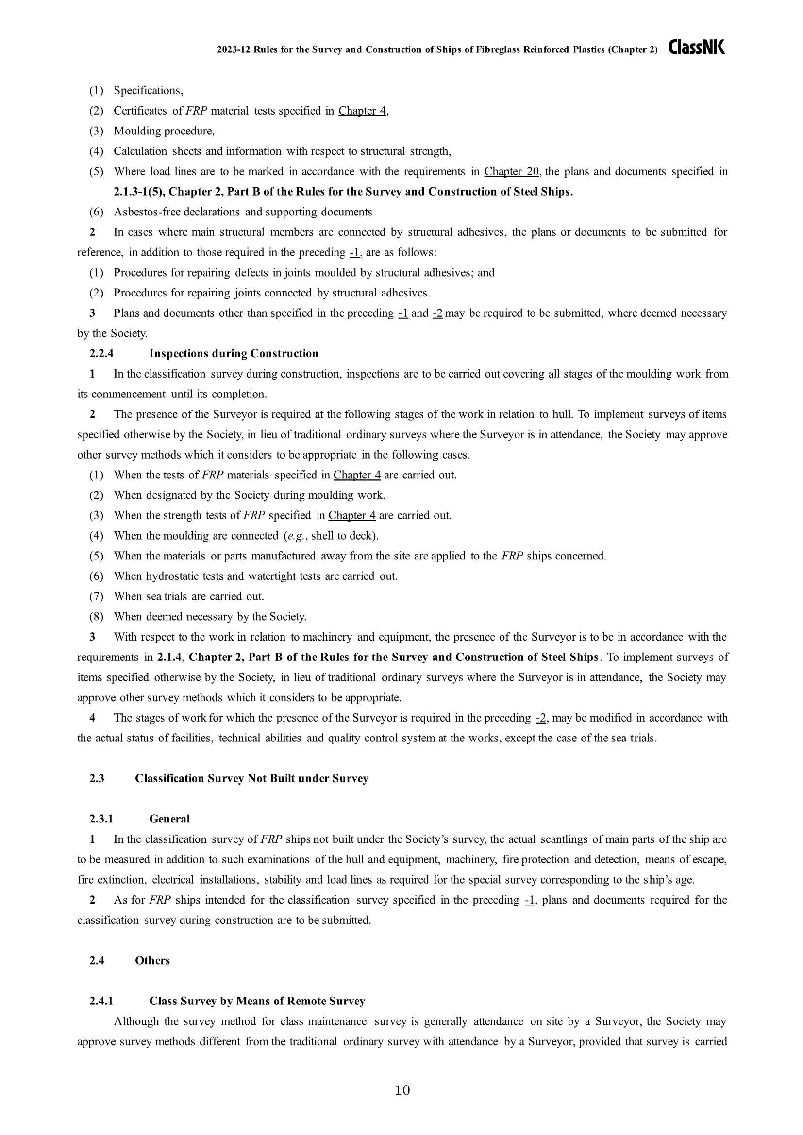 Rules & Guidance for the Survey and Construction of Ships of Fibreglass Reinforced Plastics 2024 玻璃纤维船舶检验和建造规则 _10.Png