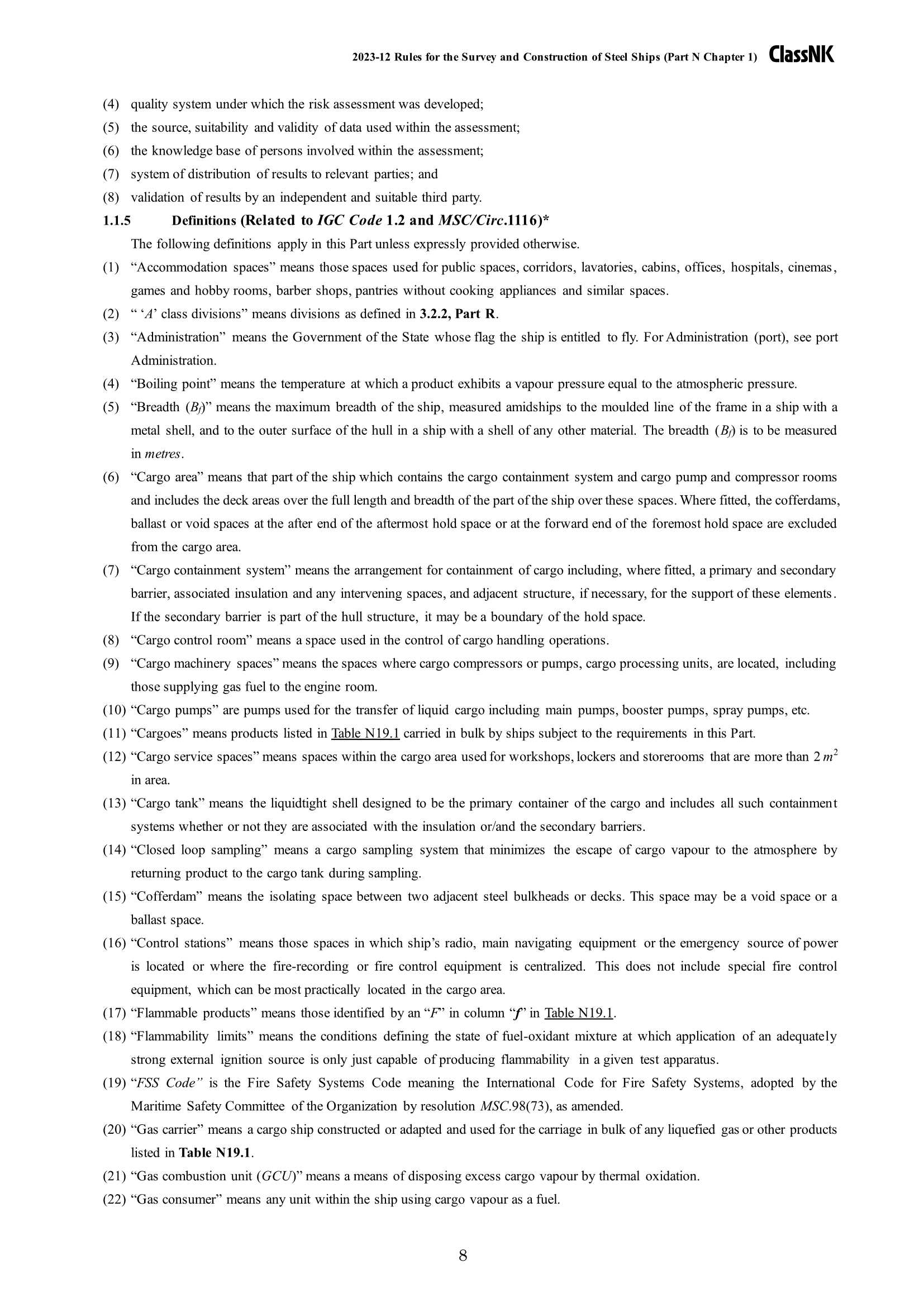 Rules & Guidance for the Survey and Construction of Steel Ships-Part N Ships Carrying Liquefied Gases in Bulk 2024 钢质船舶检验和建造规则 & 指南-Part N：散装液_8.Png