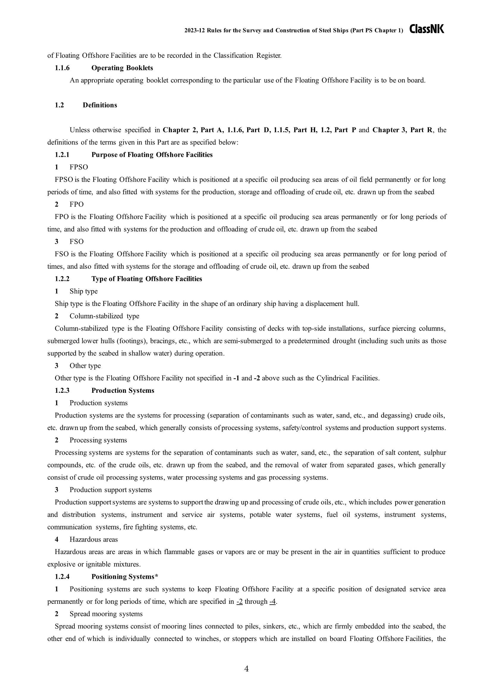 Rules & Guidance for the Survey and Construction of Steel Ships-Part PS Floating Offshore Facilities for Crude Oil-Petroleum Gas Production, Storage and Offloading 2024 钢质船舶检验和建造规则 & 指南-Part PS：用于原油-石油气生产、储存_4.Png
