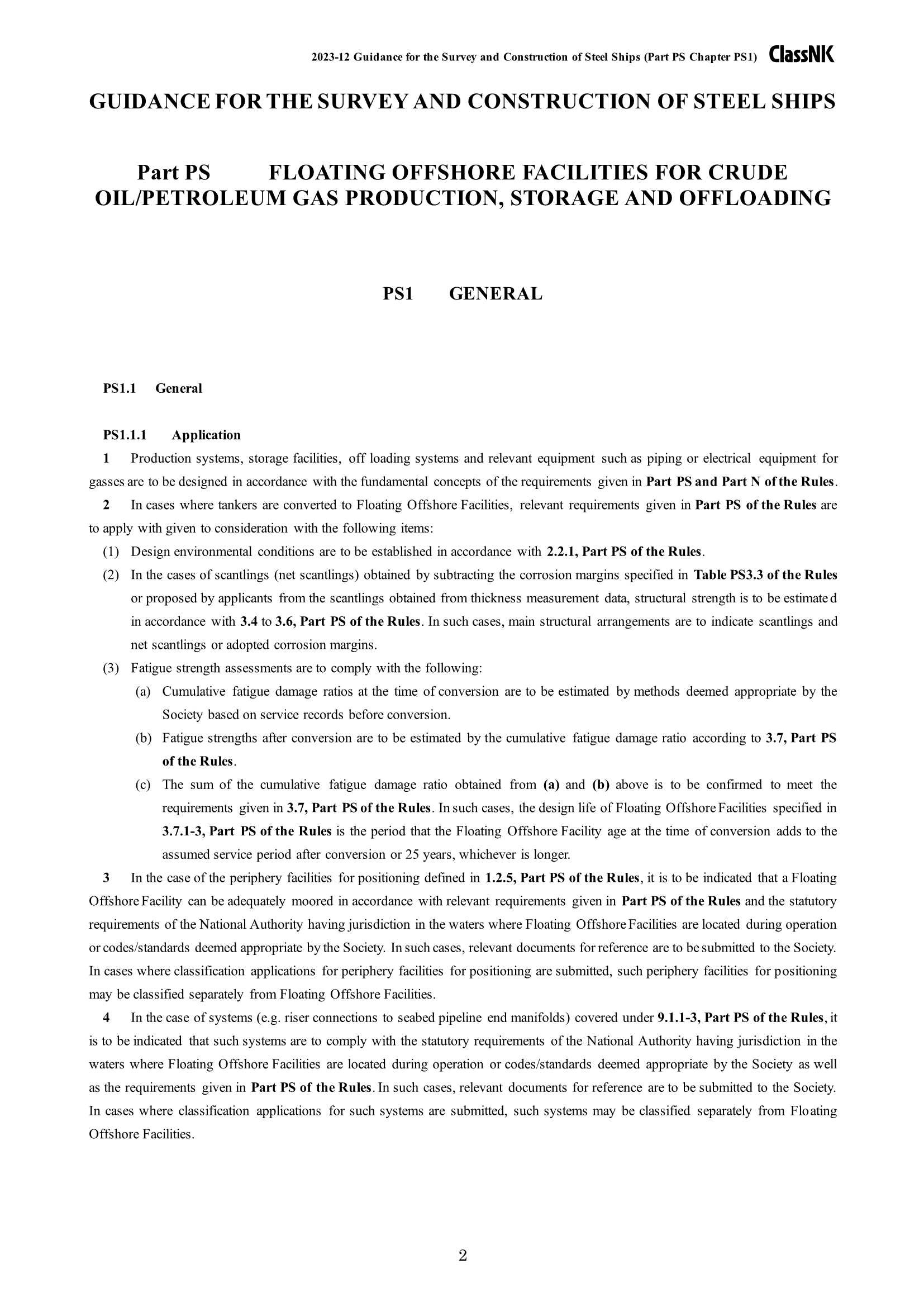 Rules & Guidance for the Survey and Construction of Steel Ships-Part PS Floating Offshore Facilities for Crude Oil-Petroleum Gas Production, Storage and Offloading 2024 钢质船舶检验和建造规则 & 指南-Part PS：用于原油-石油气生产、储存_64.Png