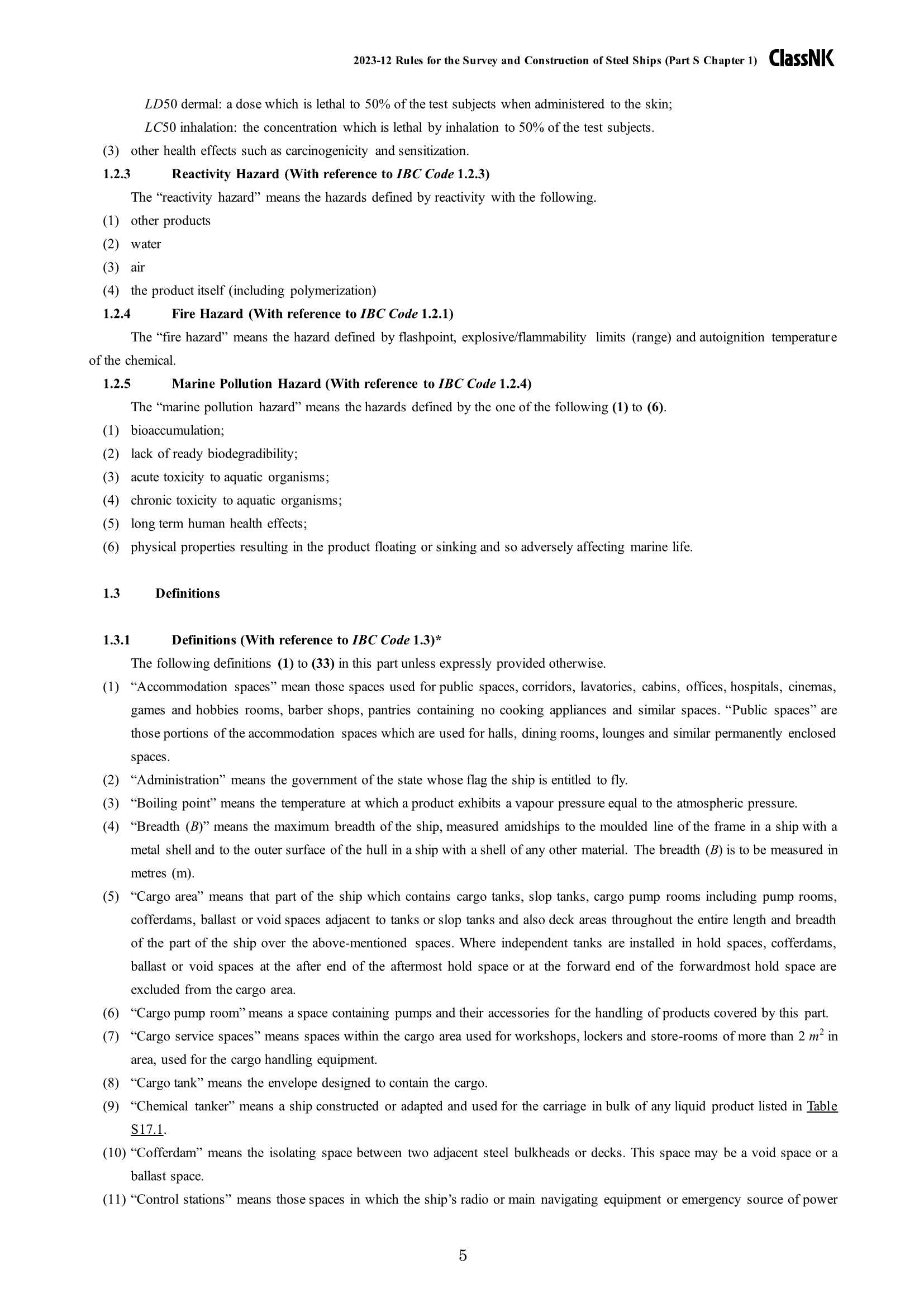 Rules & Guidance for the Survey and Construction of Steel Ships-Part S Ships Carrying Dangerous Chemicals in Bulk 2024 钢质船舶检验和建造规则 & 指南-Part S：散装危险_5.Png