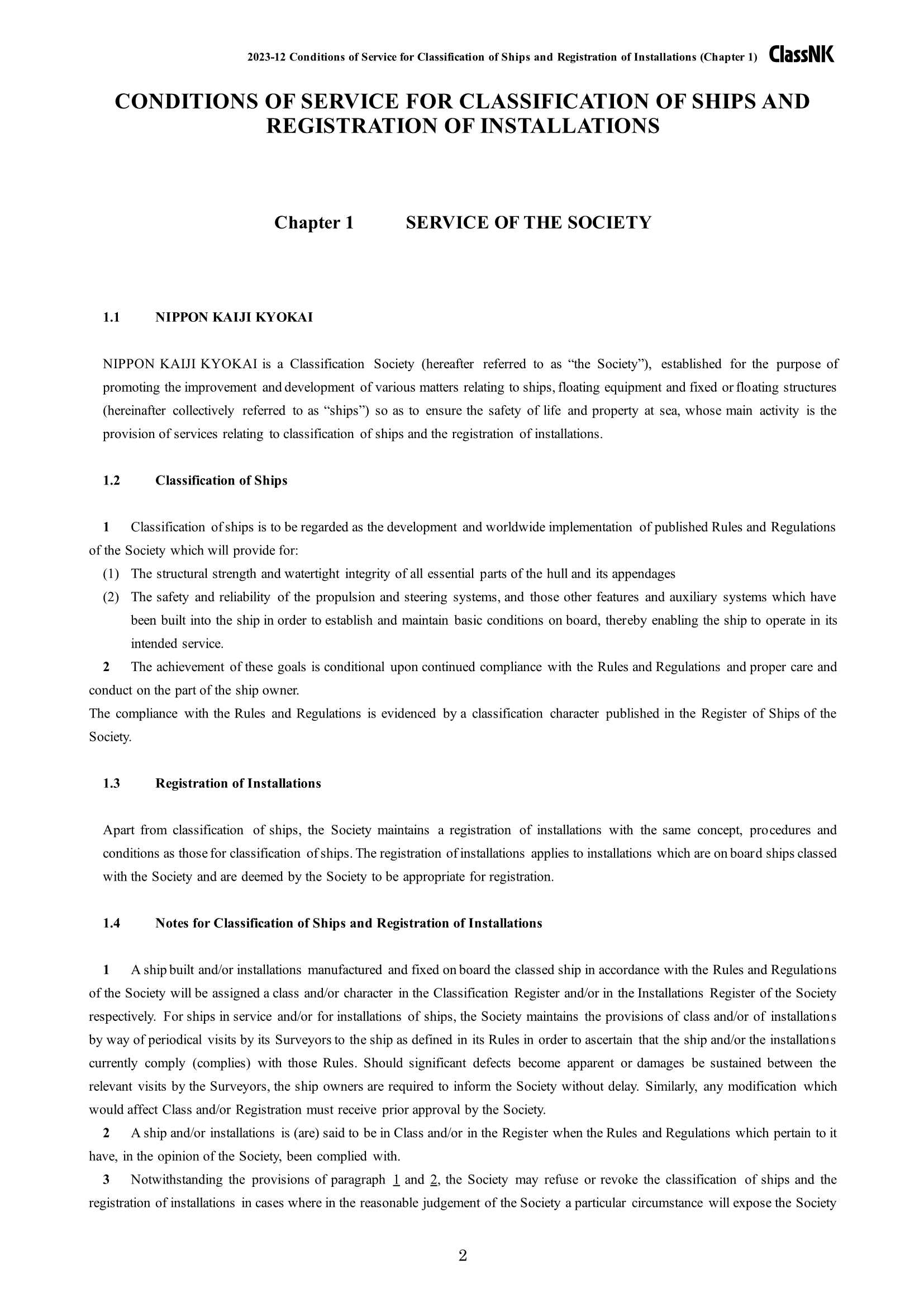 Conditions of Service for Classification of Ships and Registration of Installtations 2024 船舶入级和设施注册_2.Png