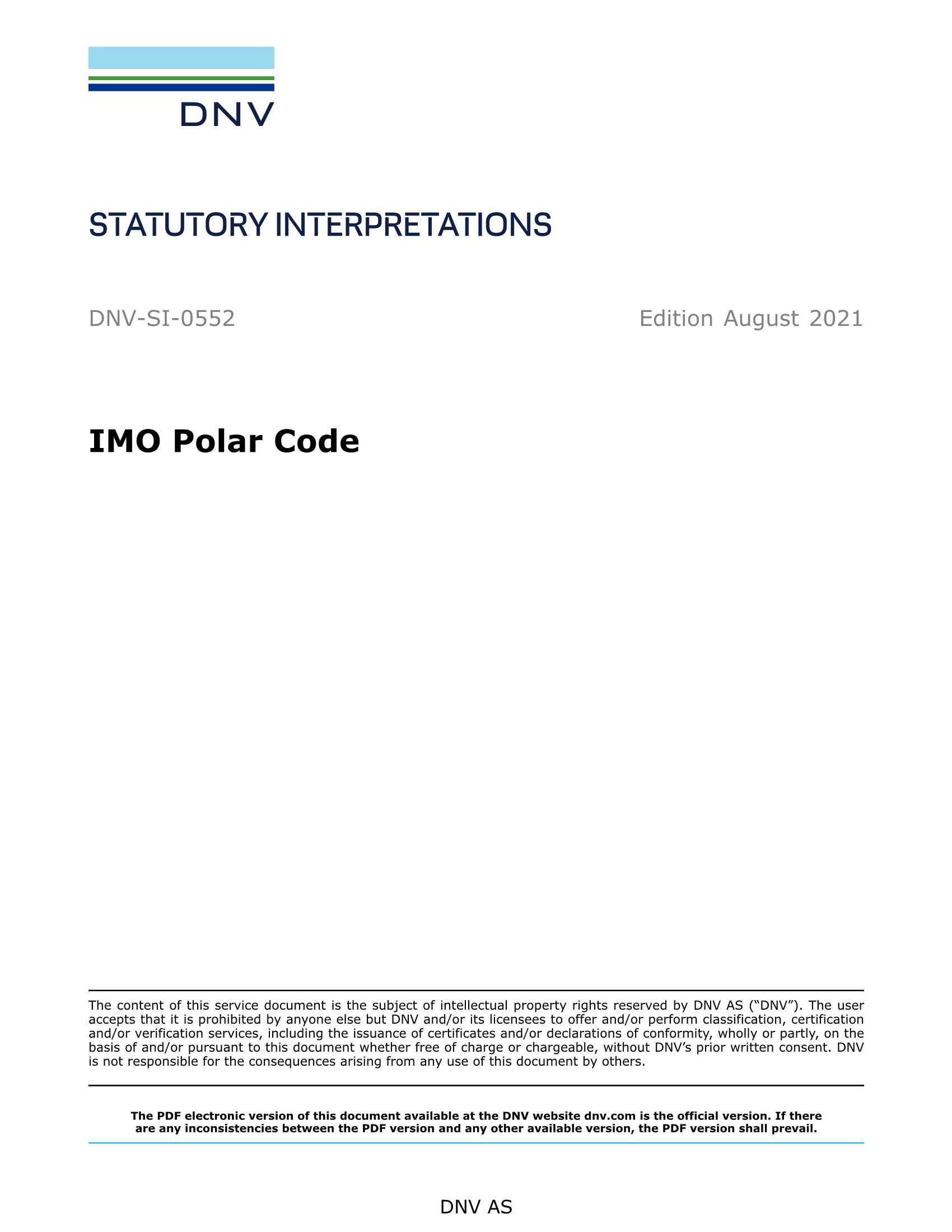 DNV-SI-0552 IMO Polar Code (2021) 国际海事组织极地规则_1.Png