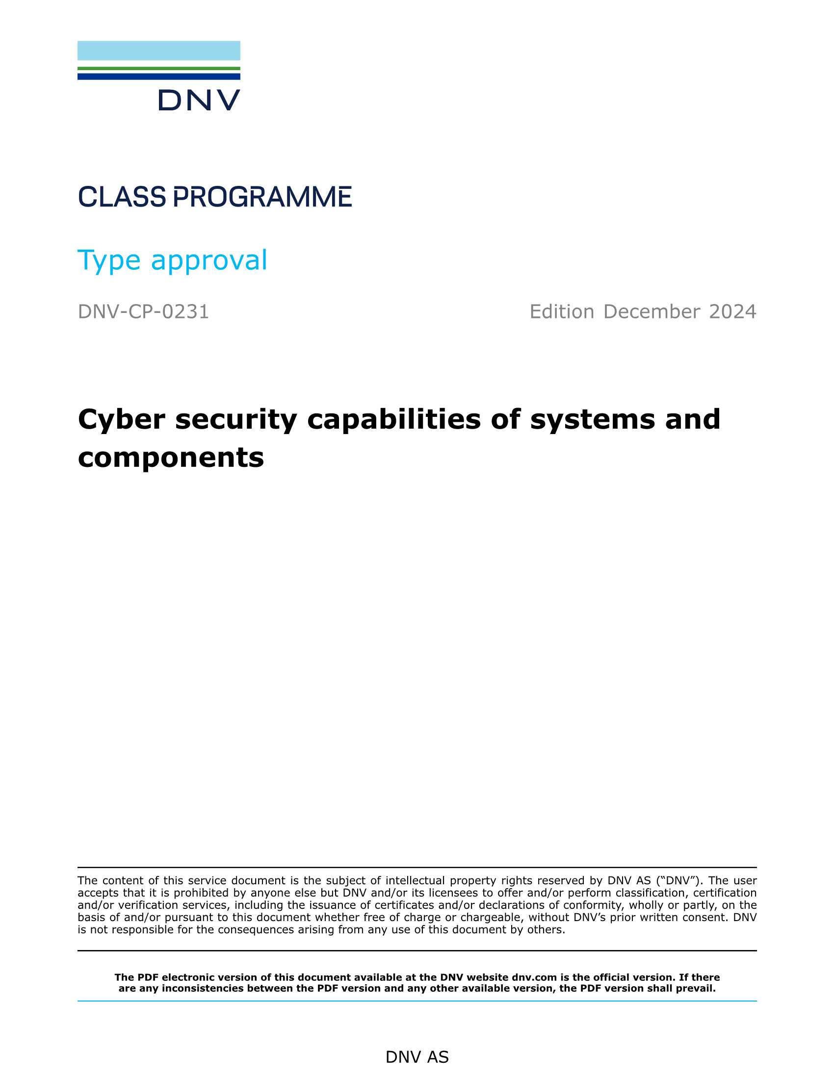 DNV-CP-0231 Cyber security capabilities of systems and components (2024) 系统和组件的_1.Png
