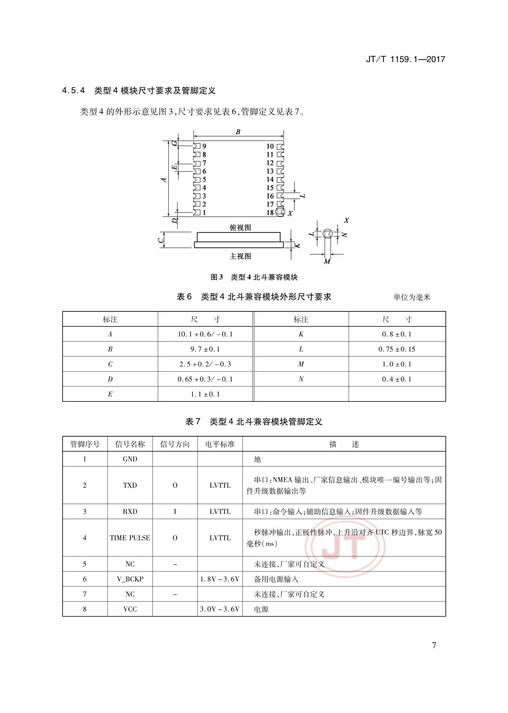 JTT 1159.1-2017 道路运输车辆卫星定位系统北斗兼容卫星定位模块 第1部分：技术要求_10.Png