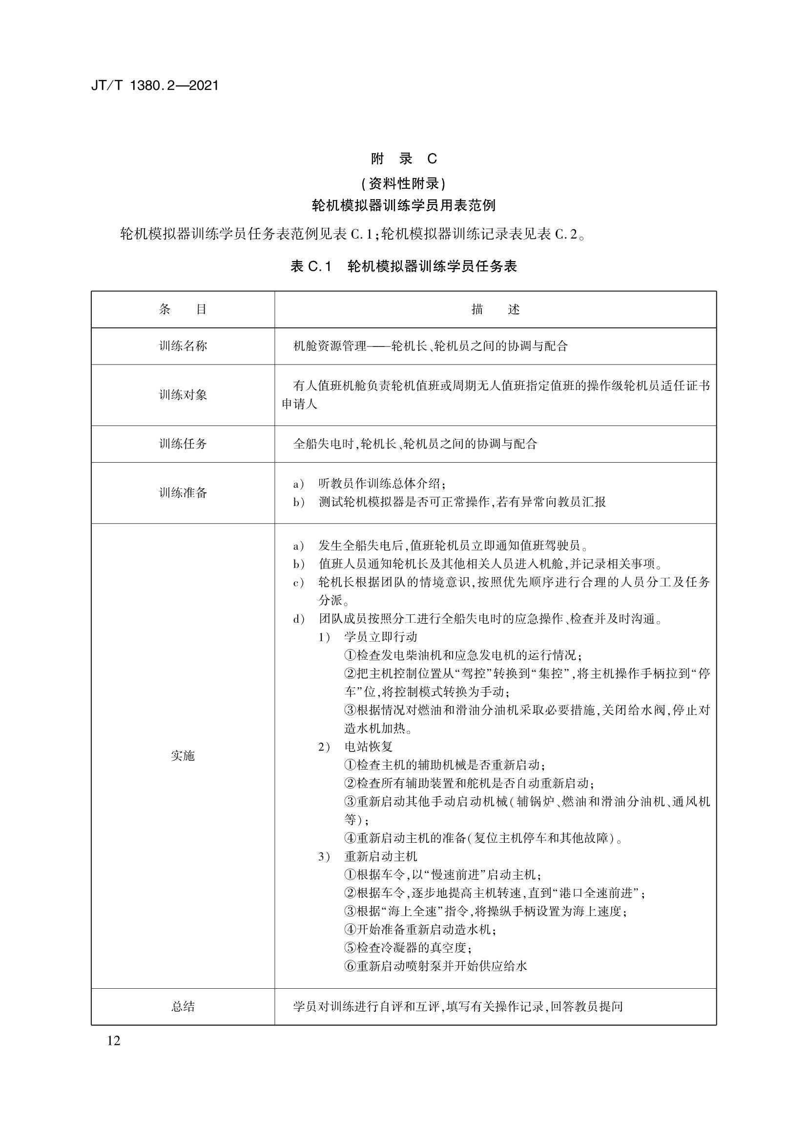 JTT 1380.2-2021 海船船员培训模拟器训练要求 第2部分：轮机模拟器_15.Png
