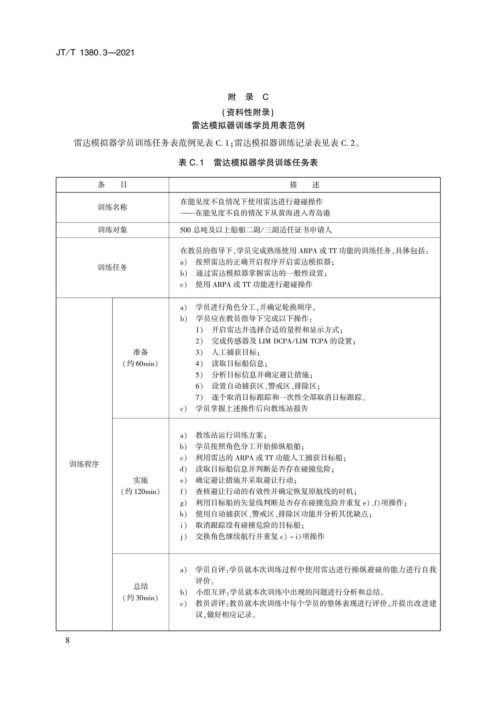 JTT 1380.3-2021 海船船员培训模拟器训练要求 第3部分：雷达模拟器_11.Png