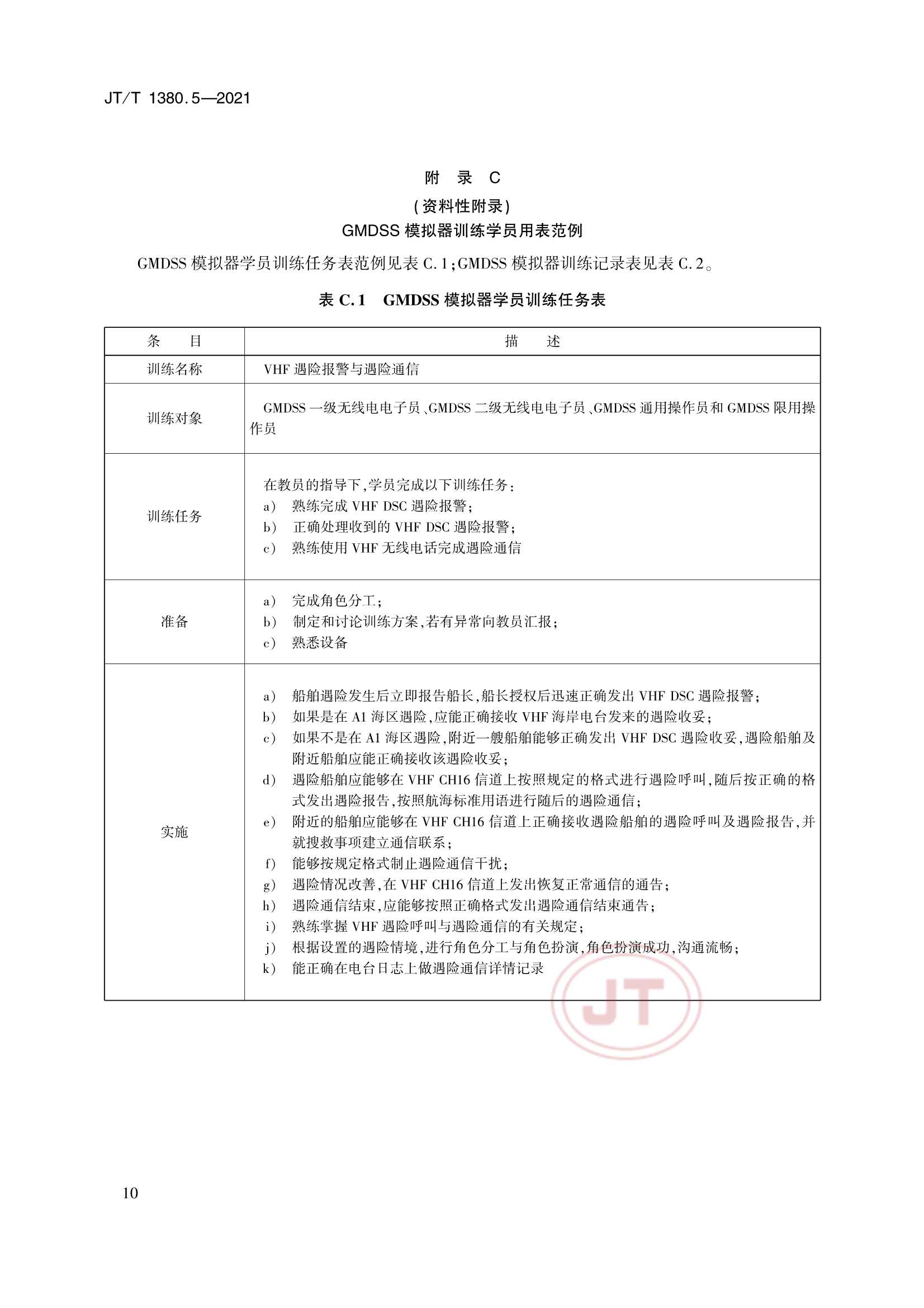 JTT 1380.5-2021 海船船员培训模拟器训练要求 第5部分：全球海上遇险与安全系统(GMDSS)模拟器_13.Png