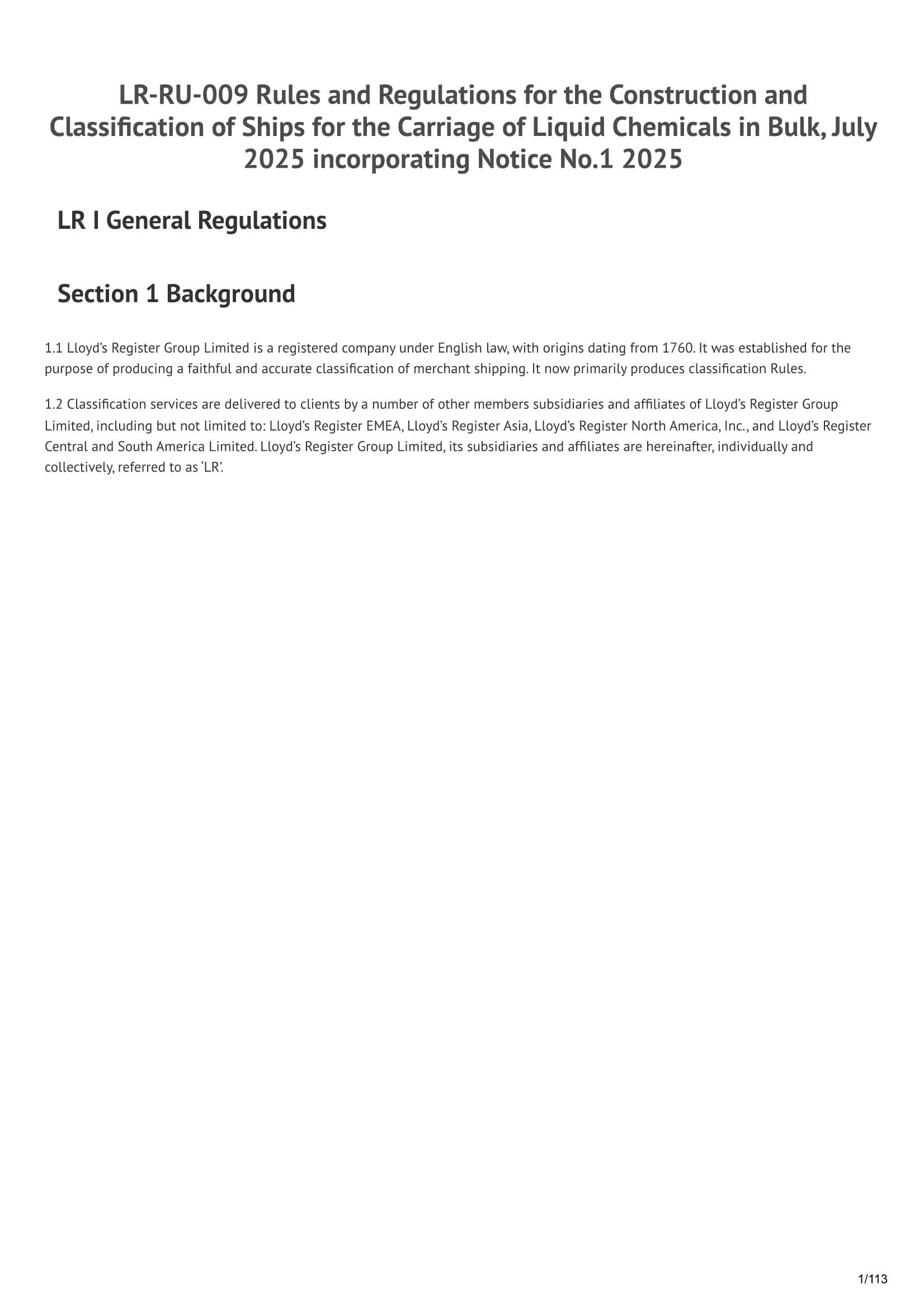 LR-RU-009 Rules and Regulations for the Construction and Classification of Ships for the Carriage of Liquid Chemicals in Bulk (07-2025) (Incorporating Notice No.1 2025)  散装液体化学品船的建造和入级条_1.Png