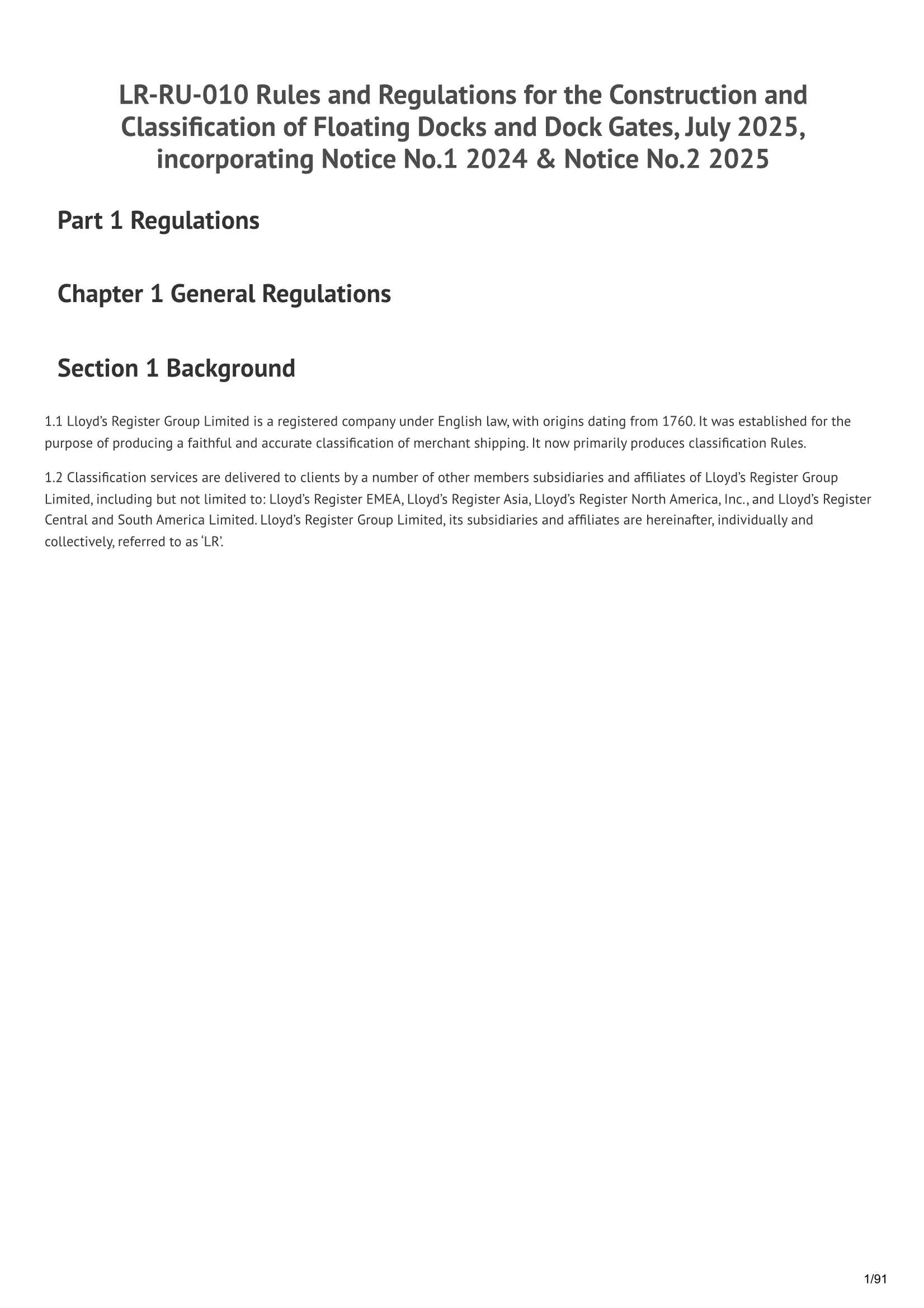 LR-RU-010 Rules and Regulations for the Construction and Classification of Floating Docks and Dock Gates (07-2025) (Incorporating Notice No.1 2024 & Notice No.2 2025)  浮坞和船闸门的建造和入级条_1.Png