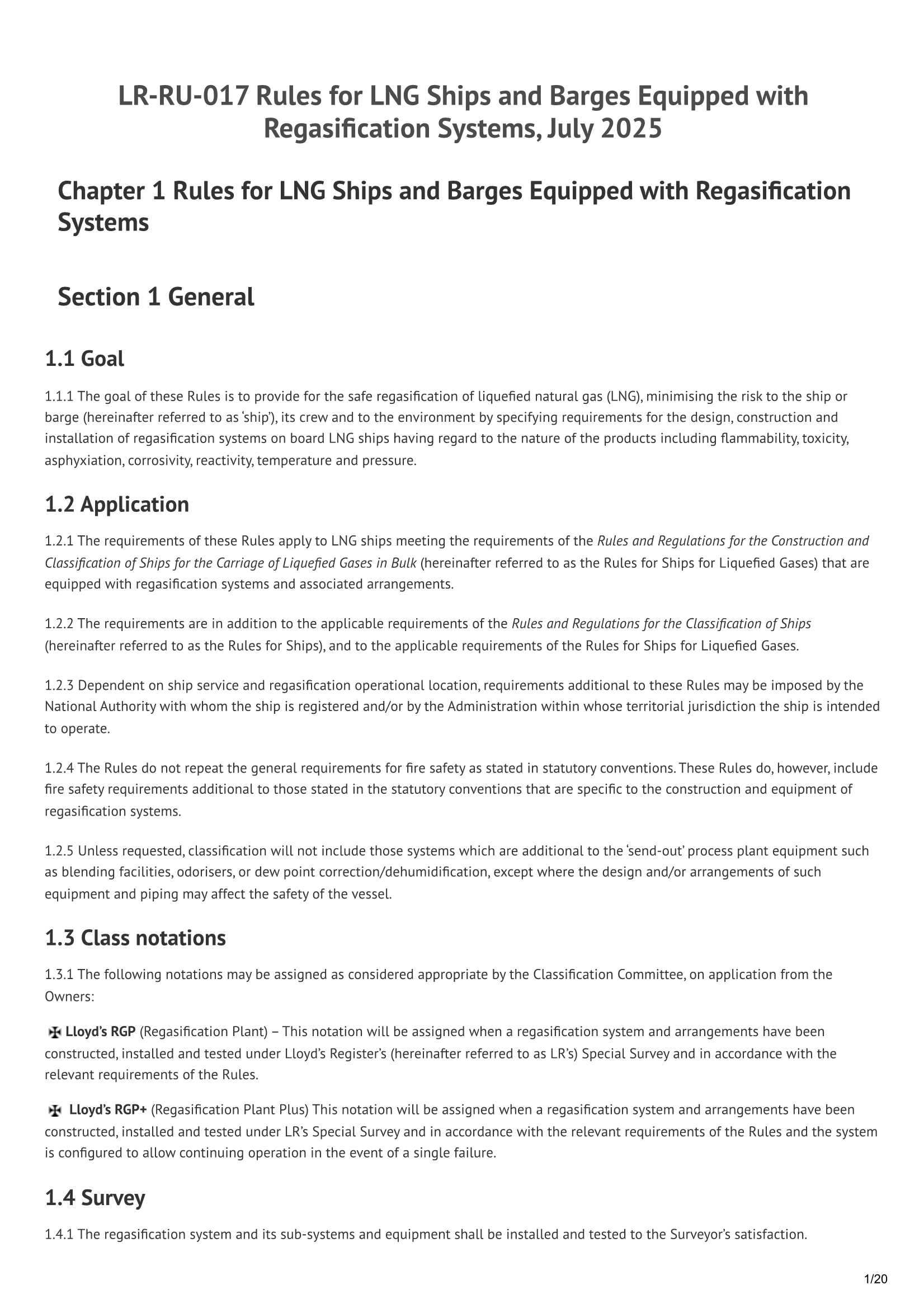 LR-RU-017 Rules for LNG Ships and Barges Equipped with Regasification Systems (July 2025)  液化天然气船舶和再汽化驳船的入级规范_1.Png