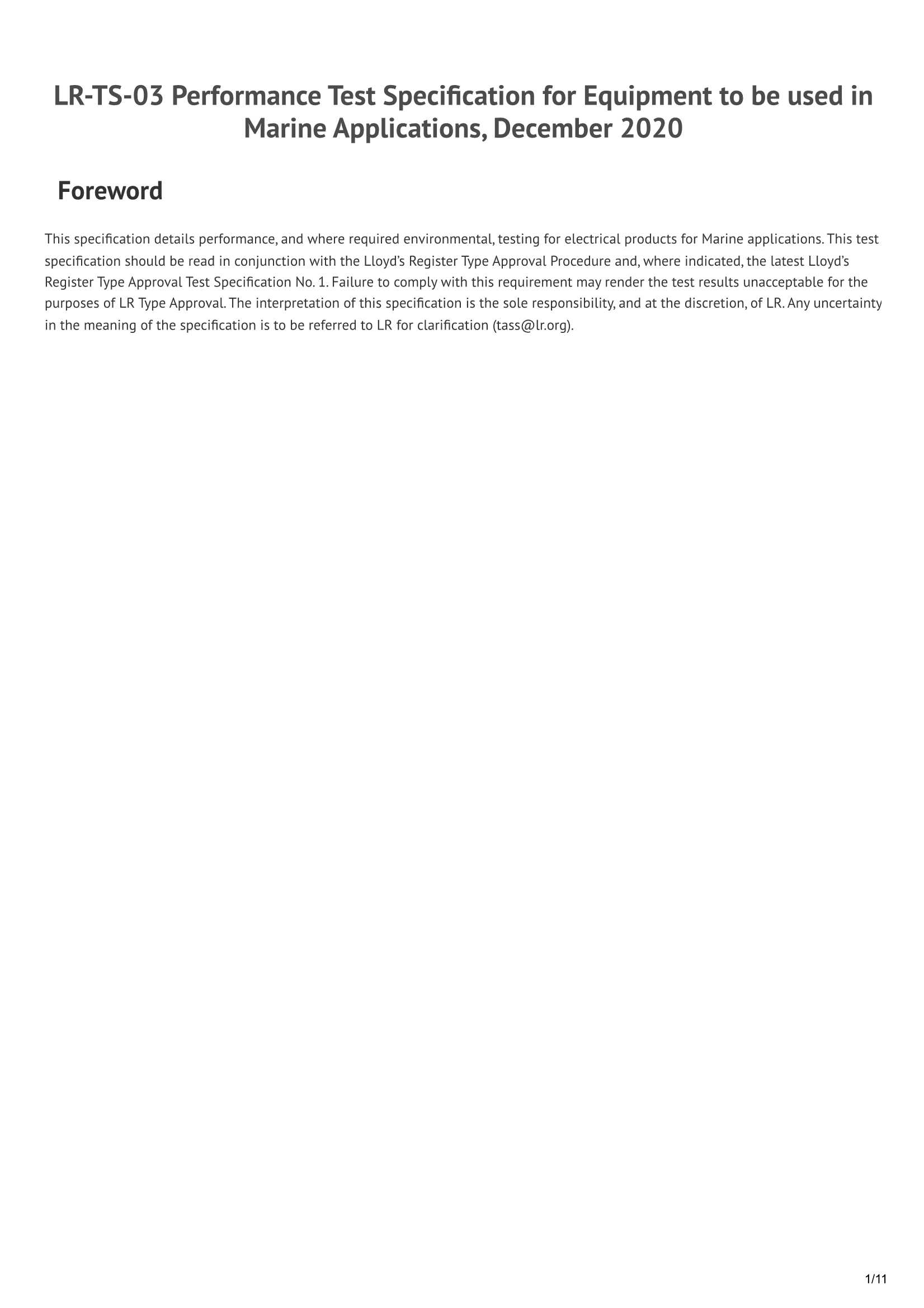 LR-TS-03 Performance Test Specification for Equipment to be used in Marine Applications (December 2020) 船用设备性能测试规范_1.Png
