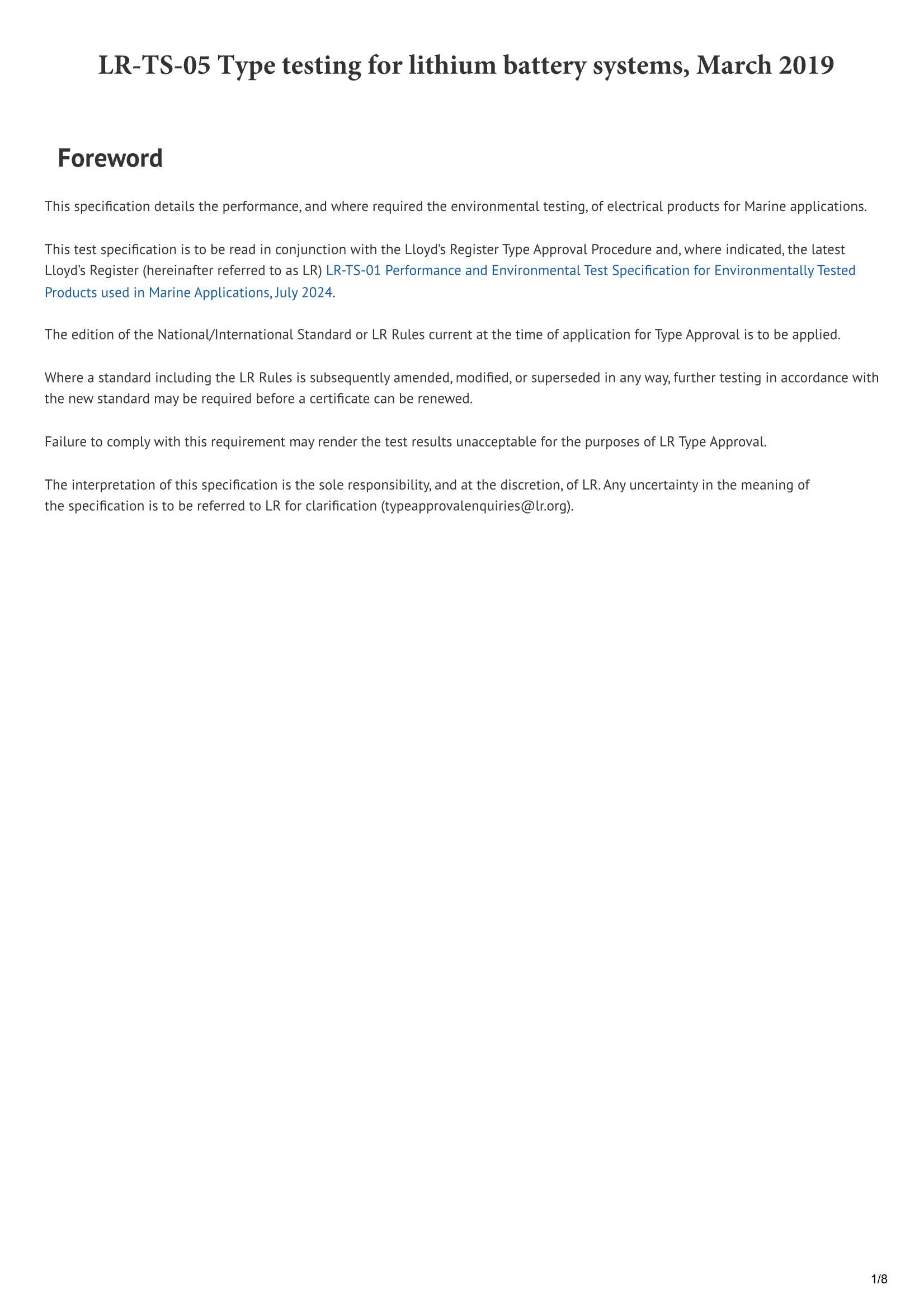 LR-TS-05 Type Testing for Lithium Battery Systems (March 2019) 锂电池系统的型式认可试验_1.Png