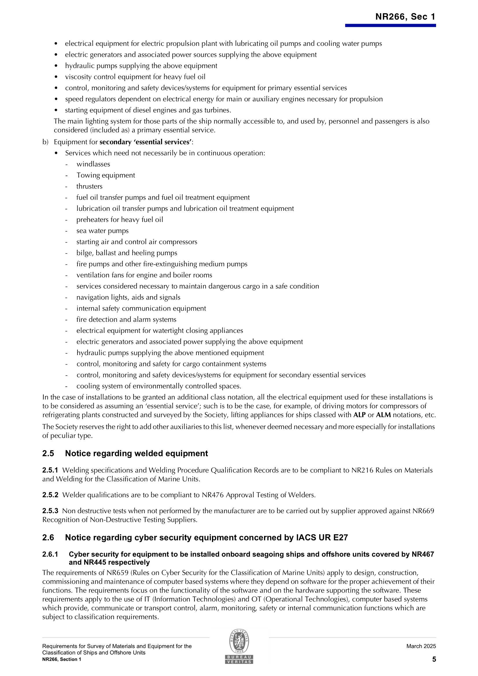 NR266 Requirements for Survey of Materials and Equipment for the Classification of Ships and Offshore Units (03-2025) 船舶和海上装置材料和设备的_7.Png