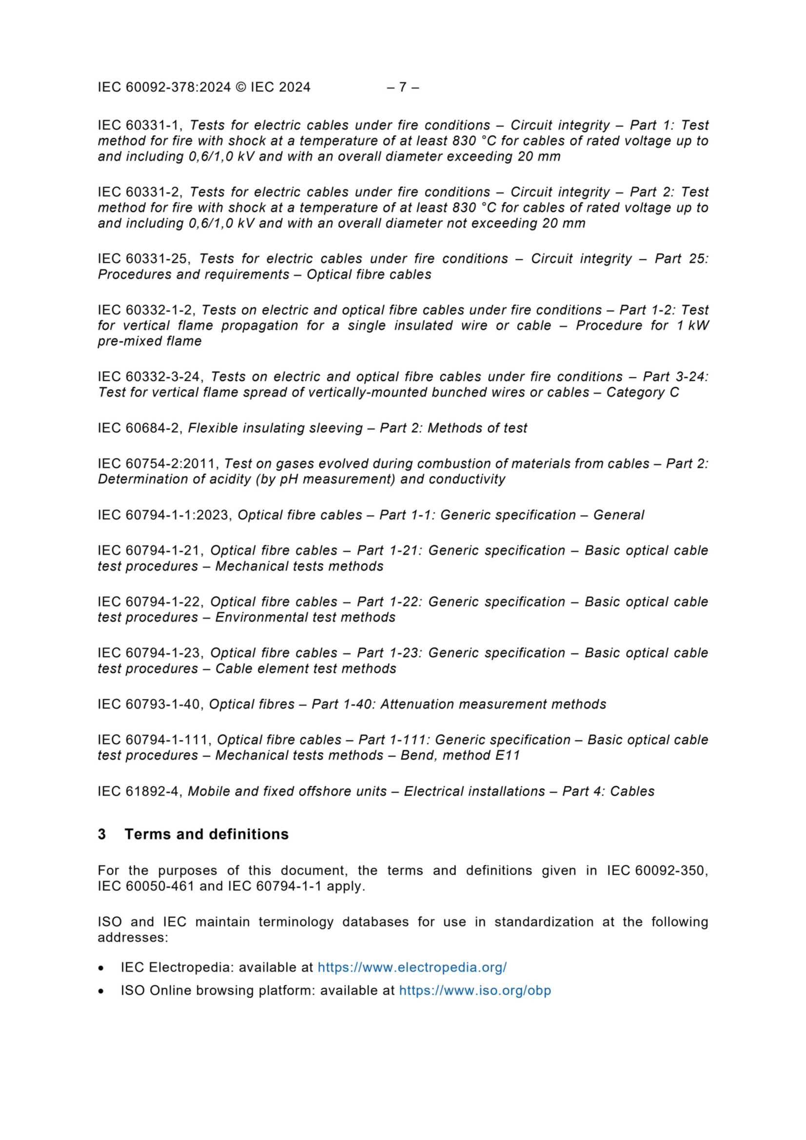 IEC 60092-378 (2024) Electrical Installations in Ships - Part 378 Optical Fiber Cables 船舶电气设备 - 第378部分光纤电缆_9.Png