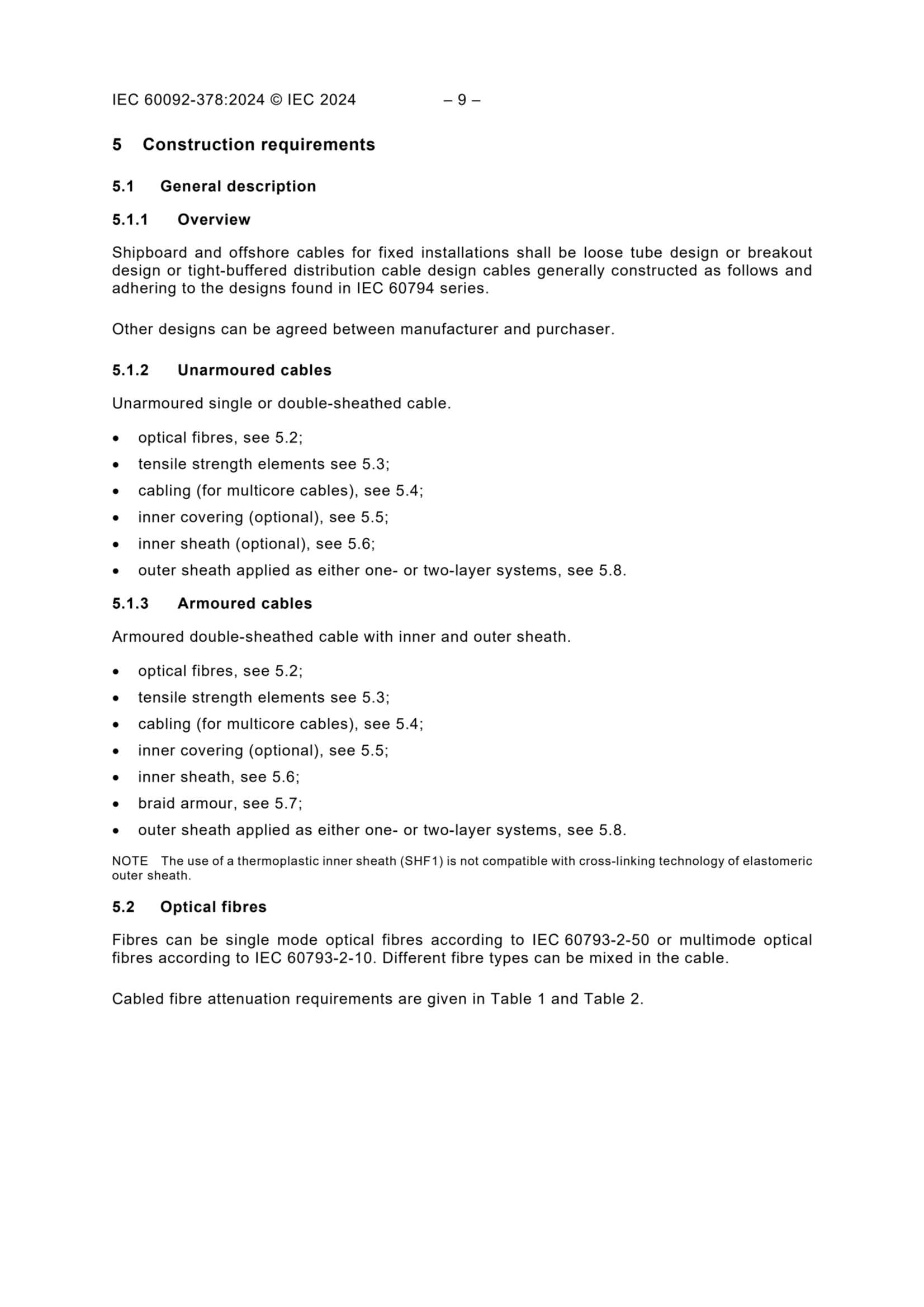IEC 60092-378 (2024) Electrical Installations in Ships - Part 378 Optical Fiber Cables 船舶电气设备 - 第378部分光纤电缆_11.Png